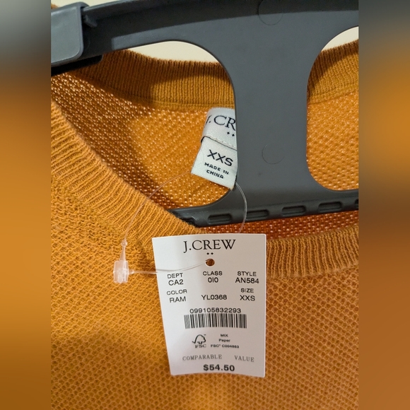 NWT J.Crew Short Sleeve Sweater Yellow Orange XXS - Picture 2 of 5